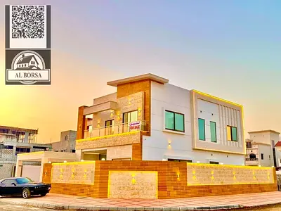 🏠 Corner villa for rent in Al Yasmin, Ajman - first occupancy - 5 master bedrooms, 2 living rooms, majlis, and maid's room