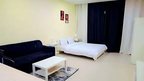 Ready To Move Fully Furnished || Large Studio || With Balcony Covered Parking ,Pool, Gym Available in Building