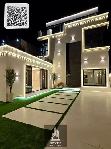 Al Rawda 5000 sq ft, centrally air-conditioned, ready-to-move-in villa with electricity, water, and air conditioning. Ground floor, first floor, and roof. Located near Sheikh Ammar Street with an exte