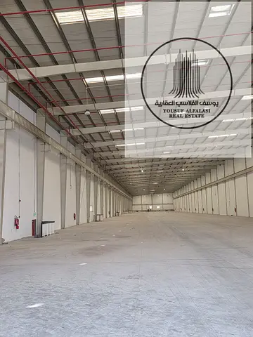 For rent in Al Sajah a warehouse space of ​​60,000 feet 30 kw price 3,300,000 ready for delivery