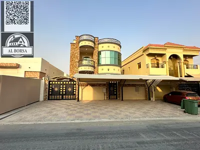 For rent in Al Yasmin, Ajman, a villa consisting of 5 master bedrooms, a majlis, a living room, and a maid's room