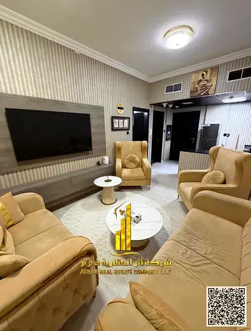 شقة غرفه وصالة ( 2 حمام ) مع بلكونه, الشقه مفروشه بالكامل فرش جديد راقي جدا بموقع مميز جدا شامله جميع الخدمات مع باركينج خاص