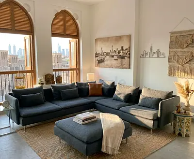 Luxury Family Corner Sofa Spacious L-shaped sofa designed for family gatherings. Soft cushions, wide