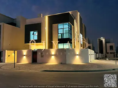 For sale: corner villa in Al Helio 2 Ajman, on 2 paved streets, near mosque, 6 master bedrooms, land 3500 sq ft, built 4488 sq ft, super deluxe finish