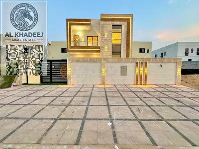 Modern villa with ultra-luxurious finishing in Al Helio 2 area, next to Mohammed Bin Zayed Road and Emirates Road, with easy access to Dubai and Sharj