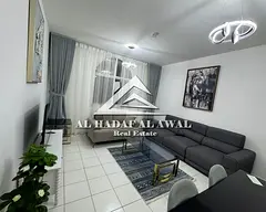 One bedroom and living room for rent in Al Taawun super lux finishing second tenant prime location c
