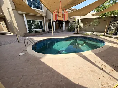 New 5 bedroom villa, 6 Washroom, Private Pool, 2 big hall, maid room, wardrobes, balcony, central ac, Rent 150k
