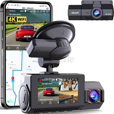 4K 3 Channel Dash Cam WiFi, GPS Dashcam Front and Inside 4K+1080P with,IR Night Vision, (Fix Price )