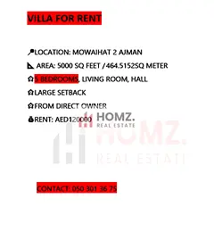 villa for rent in al mowaihat 2 ajman uae