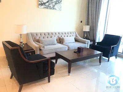 شقة فاخرة و مفروشة بالكامل / الميدان / بولو ريزيدانس / مؤلفة من غرفتين نوم و صالة واسعة - مطبخ مغلق / اطلالة برج خليفة