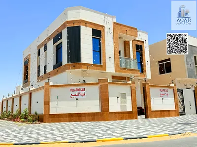 New villa for sale, first inhabitant in Al Amra area, Ajman Land area 3014 feet, building area 3500 It consists of 5 master bedrooms, a living room,