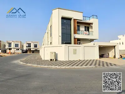 2 Luxurious Corner Villas for Sale in Ajman, Al Yasmin District. Super Deluxe Finishing 🔥🔥 The villas are in an excellent location, just 4 minutes f