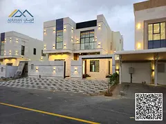 Luxury villa for sale in Ajman, Al Helio 2 area, Al Basateen project. Super deluxe modern finishing.