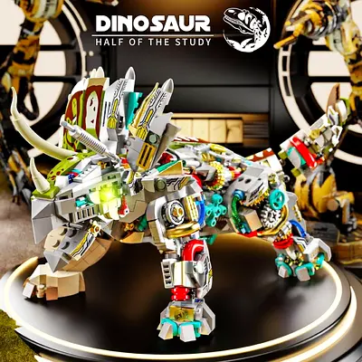Dinosaur Building Set, Mighty Dinosaur Toy, Triceratops Building Model Set