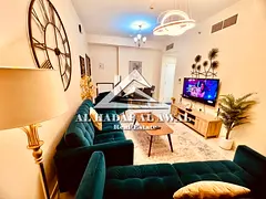 One bedroom and living room available in Al Qasba. The bedroom is a master suite with a balcony and