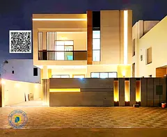 Luxury villa for sale in Al Yasmin area. 6 bedrooms, living room, majlis, and roof terrace. Very att