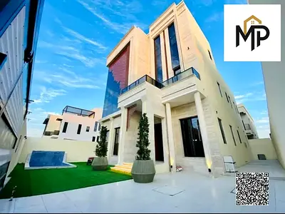 Luxury villa with pool in Ajman – 6 master bedrooms, two floors and a roof, maid's room and storage, hotel-style finishes, freehold ownership