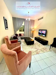 A fully furnished two-bedroom apartment in Al Qasba for monthly rent with all invoices
