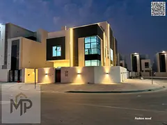 Corner Villa for sale | ajman| al helio2 area | 6 master rooms, majlis, 2 halls, maid room, roof| fr