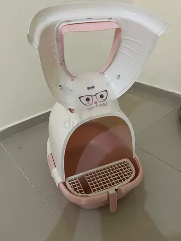 Cute Cat Litter Box with Cartoon Design - Cage - Cat scratching post