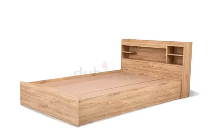 Wooden Bed with Shelves