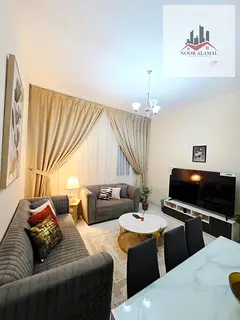 Sharjah, Al Qasimia, fully furnished super deluxe apartment, first occupancy, two bedrooms, living r