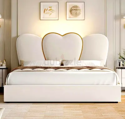 Stylish White Bed with Upholstered Headboard