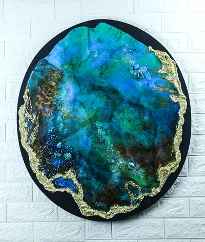 Turquoise Stone with Resin art