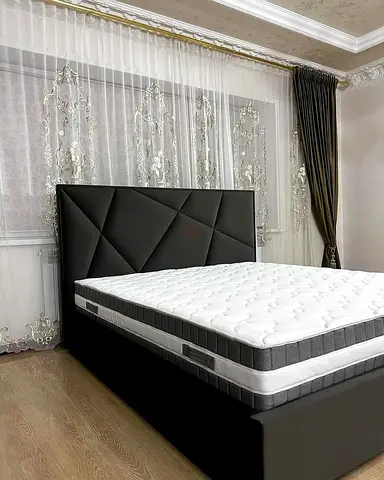 Stylish Black Bed Frame with Mattress