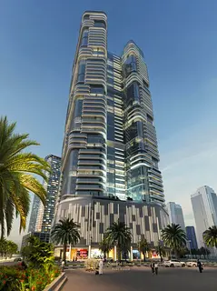 Own luxury overlooking Al Mamzar Beach: a two-bedroom apartment in Joud Tower at a bargain price, fl