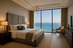 3-Bedroom + Maid's Room Fully Furnished Apartment with Direct Sea View on Al Khan Beach | Al Gha