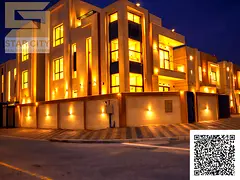 Luxury villa for rent in Al Zahia, Ajman. Corner unit, 3 floors with a roof terrace, 4 master bedroo