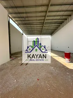 4 warehouses for rent, 10,000 sq. ft each, 170 kW power, prime main road location, AED 360K yearly.
