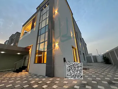 A luxurious villa for annual rent in the Al Helio 2 area of Ajman It is a corner unit and first occupancy, featuring a modern design with high-quality