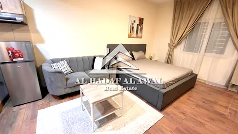 Studio apartment for rent in Al Majaz 3, in a prime and vibrant location. First occupant, ready for immediate occupancy.