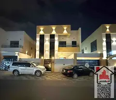 Two-story villa for rent in Ajman, Al Yasmeen area 5 master bedrooms, a living room, a hall, and a m