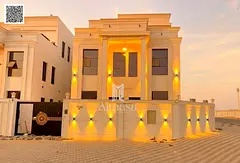 Classic corner villa on two streets, in Al Helio 2, Ajman, two floors and a roof, 6 rooms, at a very