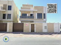 For sale in Al Bahia, Ajman, a modern villa with 5 rooms and a roof. The price includes registration