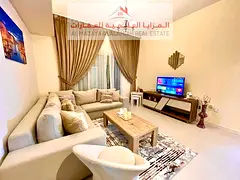 for rent monthly A fully furnished One-bedroom Two-bathroom apartment in Al Taawun 1