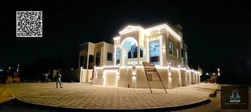 Luxurious corner villa for sale in Al Helio 2 – Ajman, offering exceptional privacy, extra wide fr