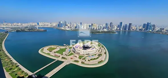 برج الدانة شقة غرفتين نوم للايجار اطلالة بحيرة كاملة - تكييف مجاني