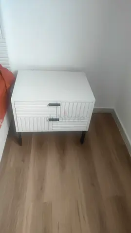 Small White Bedside Table with 2 Drawers