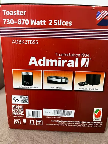Black Admiral 2-Slice Toaster – Unused  Ready to Go!