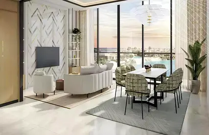 استوديو مفروش | عزيزي فينيسيا 12 | إطلالة على المارينا والمسبح