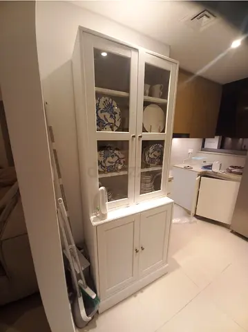Elegant IKEA White Display  Cabinet