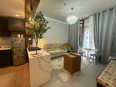 For Sale Furnished Apartment with Side View in Aljada – Tiraz Building