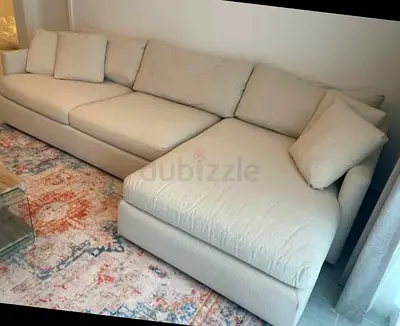 Crategbarrel L shape sofa Beige