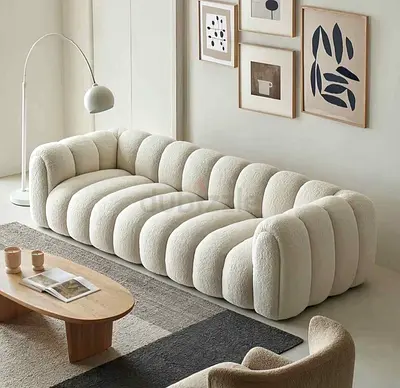 Modern Plush Sofa in Cream Color
