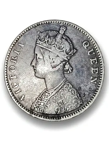 1862 British Occupied Imperial India silver Rupee coin of Queen Victoria Era. Extremely Rare Coin