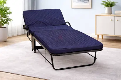 Portable Foldable Single Bed with Fixed Mattress – Heavy Duty Metal Frame Folding Bed For Home